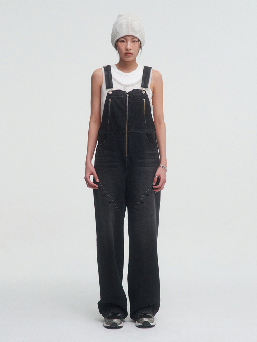 ZIPPER акцент джинс OVERALLS[чёрный]