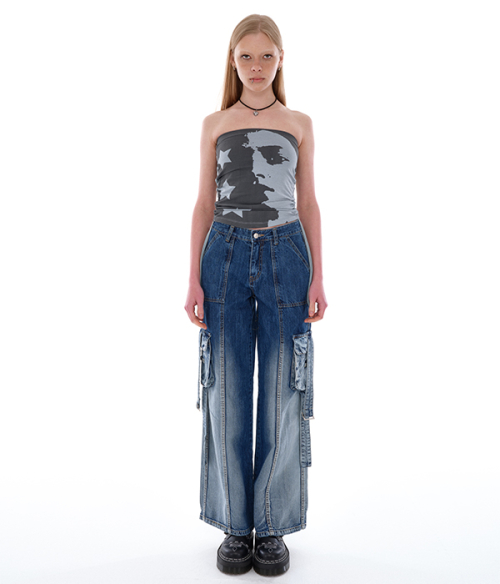 WOMAN GRAPHIC TUBE TOP_BLUE