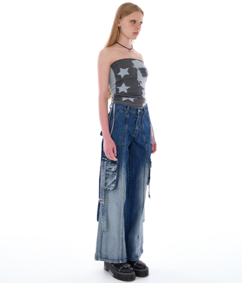 WOMAN GRAPHIC TUBE TOP_BLUE