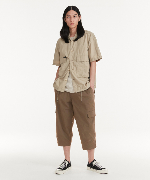 Укороченные слаксы 7/8 с карманами (B/KHAKI)