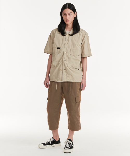 Укороченные слаксы 7/8 с карманами (B/KHAKI)