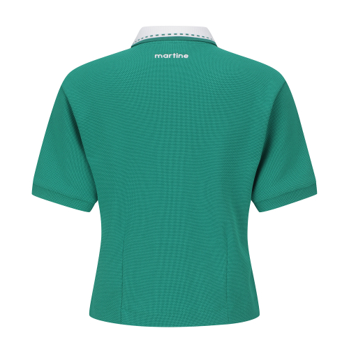 Collar Color Matching Crop Shirts_Green