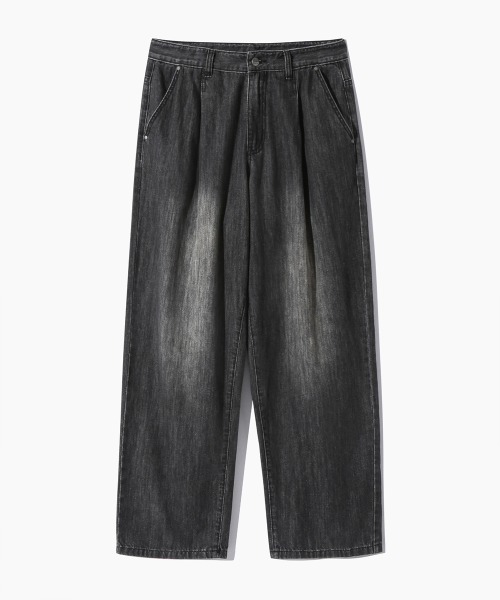 (ASI) All-Sunday WIDE LINEN LIKE DENIM PANTS_GRAY