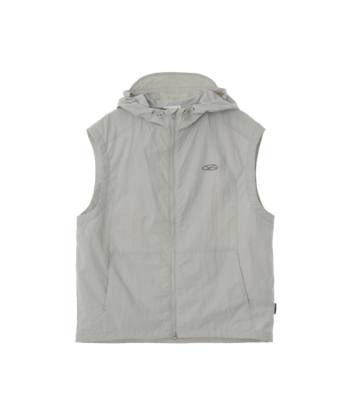 Жилетка нейлоновая с капюшоном и лого / Light Gray