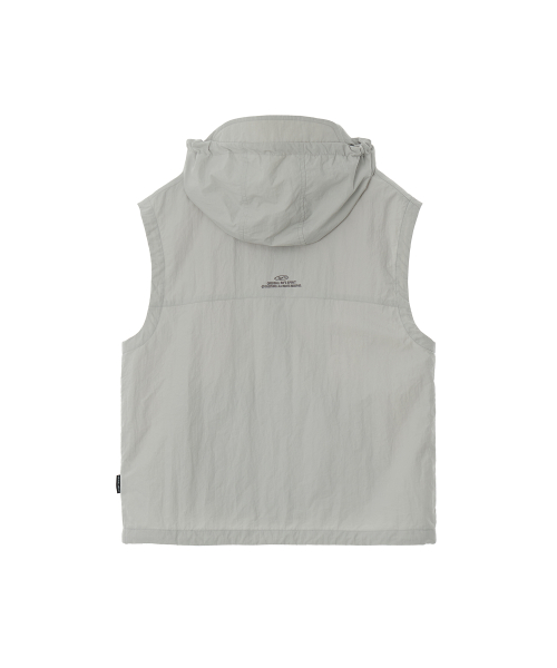 Жилетка нейлоновая с капюшоном и лого / Light Gray