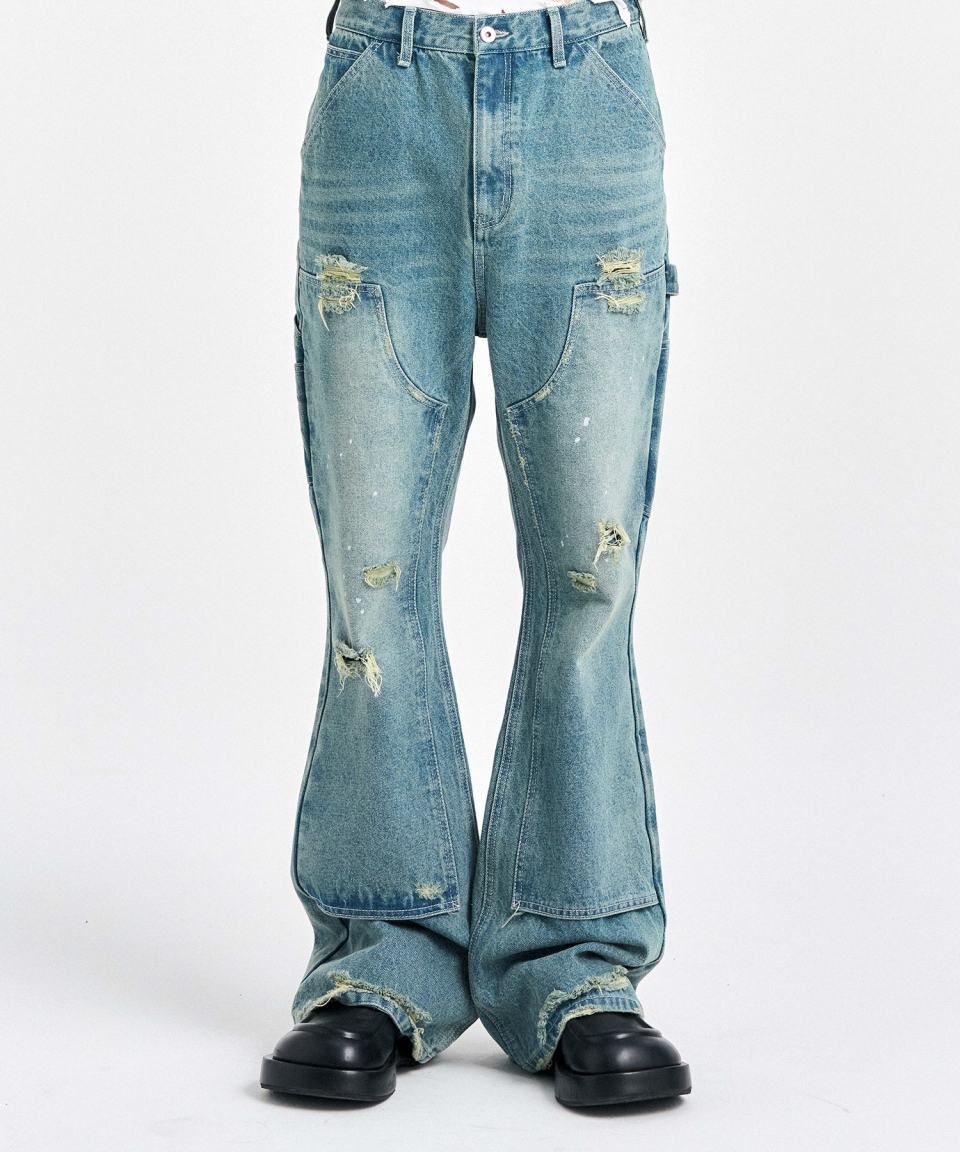 스키즘 인듀싱(SCHISM INDUCING) DOUBLE KNEE BOOT CUT JEANS
