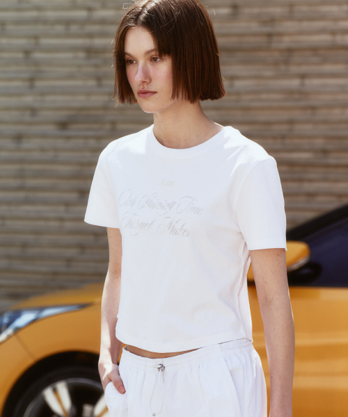 SHINING LETTERING CROP T-SHIRTS WT