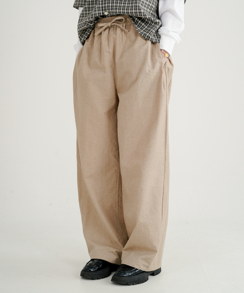 Turn dyeing like linen banding pants beige JNLP7717