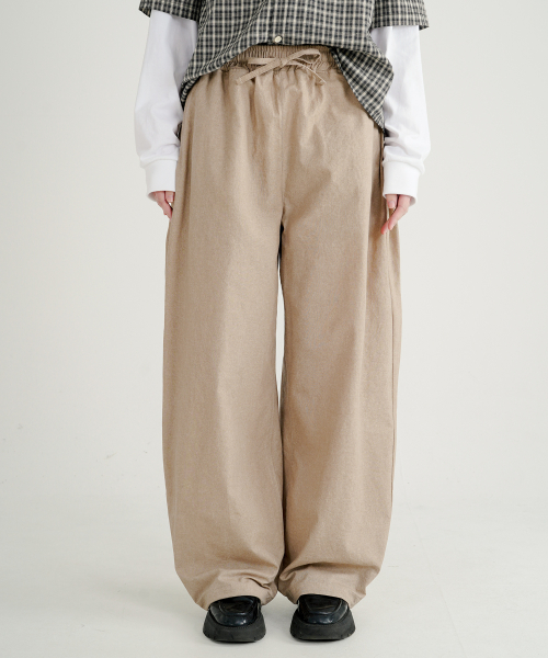 Turn dyeing like linen banding pants beige JNLP7717