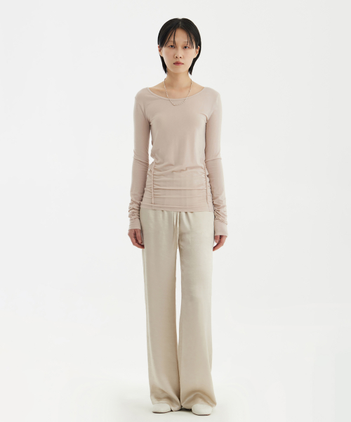 Fluid Straight-Leg Pants - Light Beige