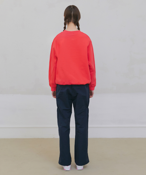 Shirring Nylon Straight Pants - Navy