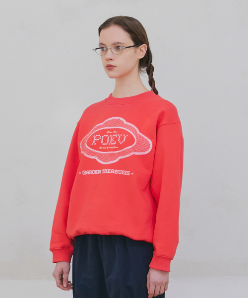 Lace Applique Sweatshirt - Bright Red