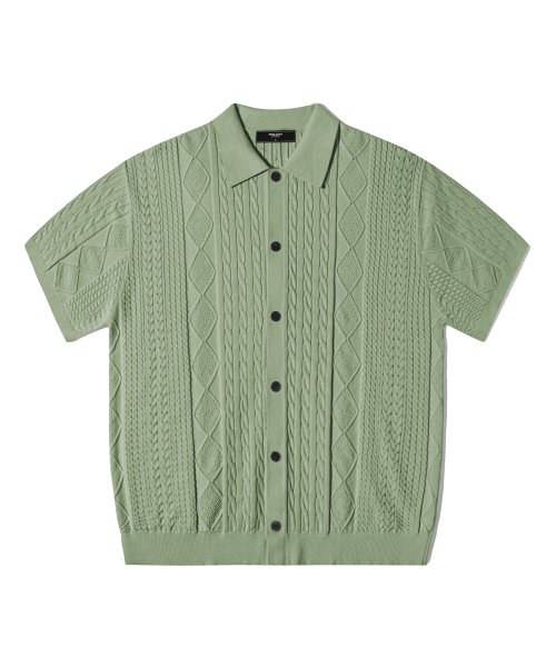 Вязаный кардиган с коротким рукавом Washable Cable LIGHT GREEN