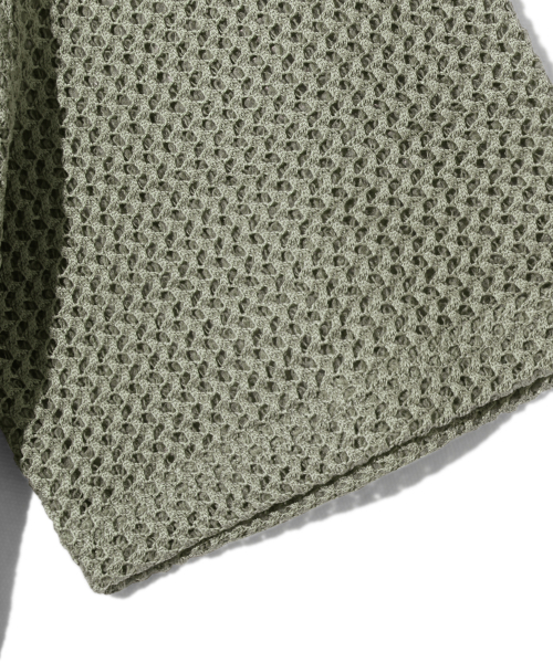 Oversized Crochet Net Collar Short Sleeve Knit (KHAKI) thumbnail 9