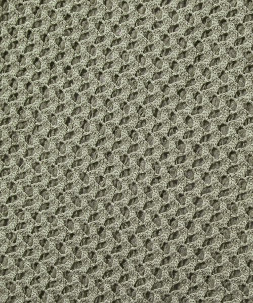 Oversized Crochet Net Collar Short Sleeve Knit (KHAKI) thumbnail 11