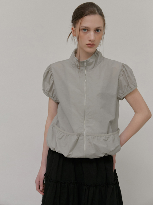 Shirring Puff Wind Jumper, Light Khaki