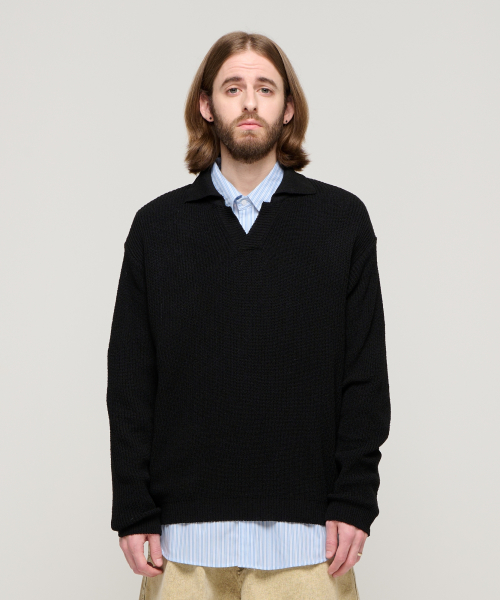 Буклированный трикотажный поло (Black)