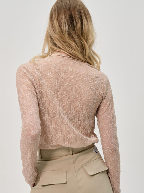 Кружевной прозрачный топ Serena_Beige