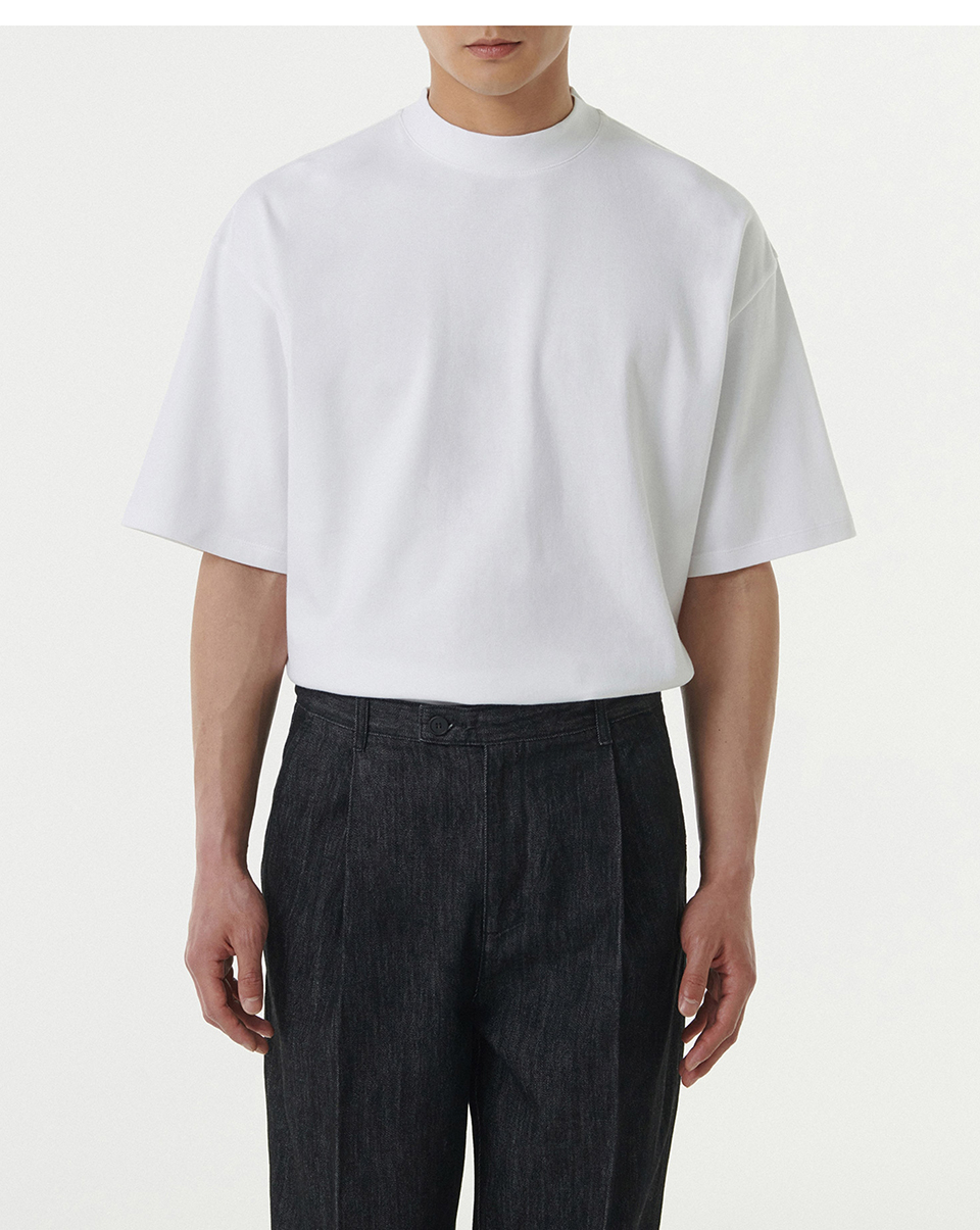 Tシャツ・カットソー *MUSINSA STANDARD* Ponte Mock Neck Long Sleeve T-Shirt Mushr MUSINSA | MUSINSA STANDARD Oversized Mock Neck T-Shirt [White]