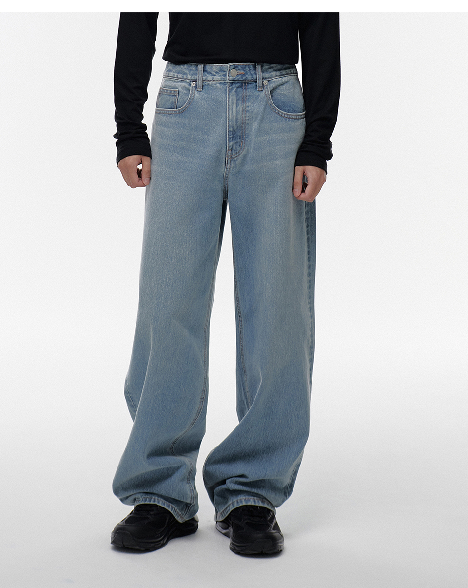 ★MUSINSA STANDARD★ Painted Wide Denim Pants Light Indigo M MUSINSA | MUSINSA STANDARD Painted Wide Denim Pants [Light