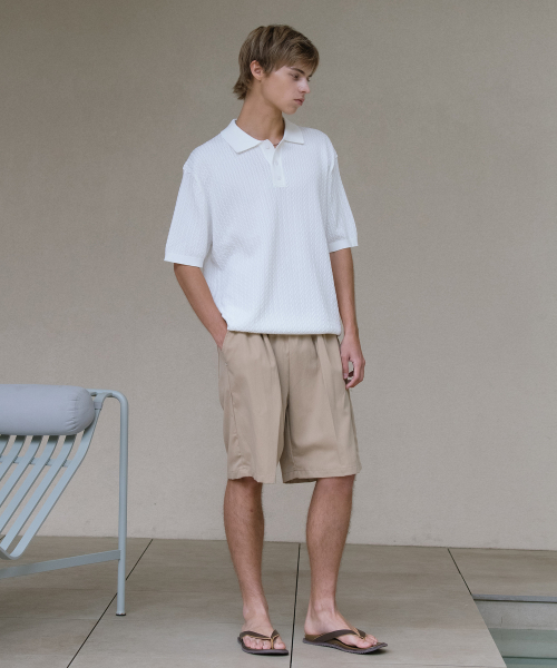 Свободные шорты из вареного хлопка Beige