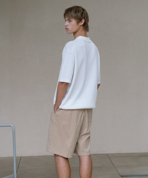 Свободные шорты из вареного хлопка Beige