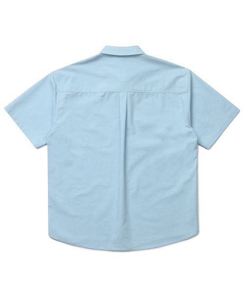 Льняная рубашка с коротким рукавом (Blue)