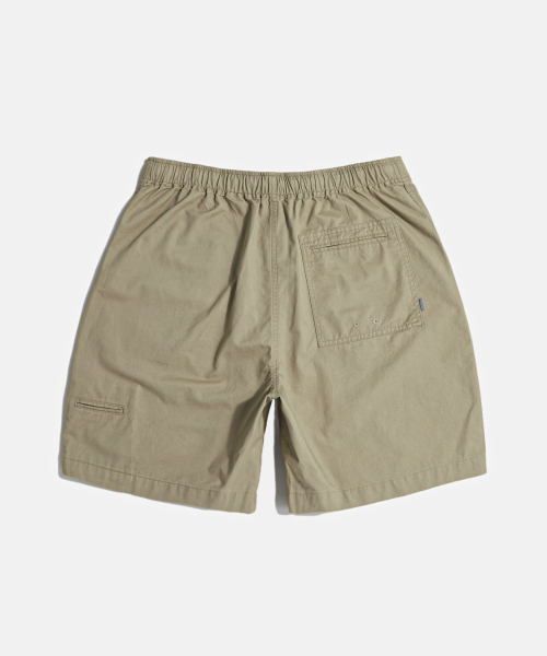 Washed Cotton Surf Shorts Khaki Beige