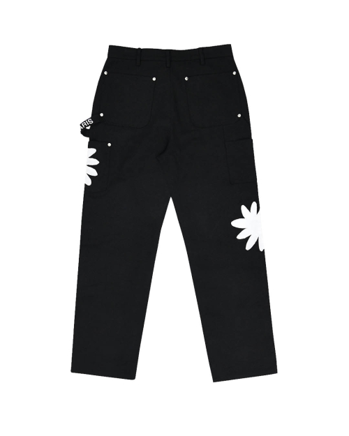 HAND PAINTED FLOWER CITY PANTS (BLACK)