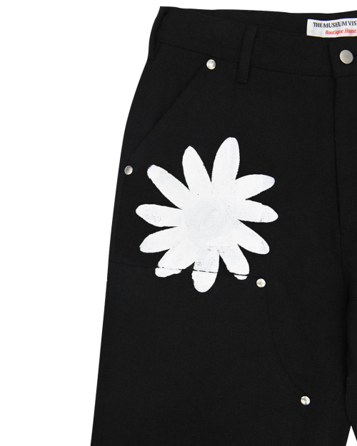 HAND PAINTED FLOWER CITY PANTS (BLACK)