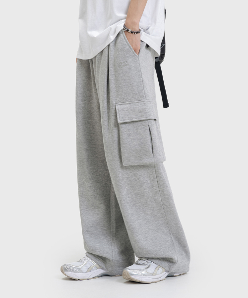 ONE-TUCK WIDE CARGO SWEAT PANTS_3COLOR