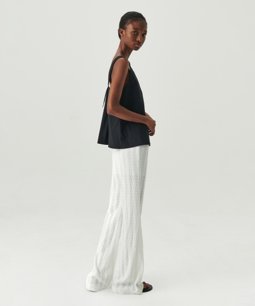 Layered Slim Boots Cut Pants - White