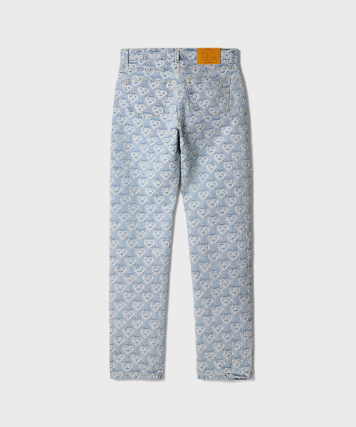 (W) Джинсы с жаккардовым узором сердец DENIM HEART JACQUARD WASHED HEART