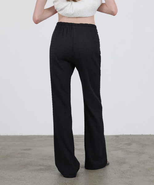 Layered Slim Boots Cut Pants - Black