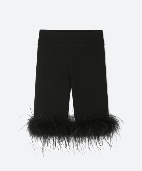 MJ S2 Ostrich Hair Biker Pants / Black