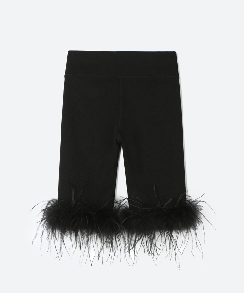 MJ S2 Ostrich Hair Biker Pants / Black