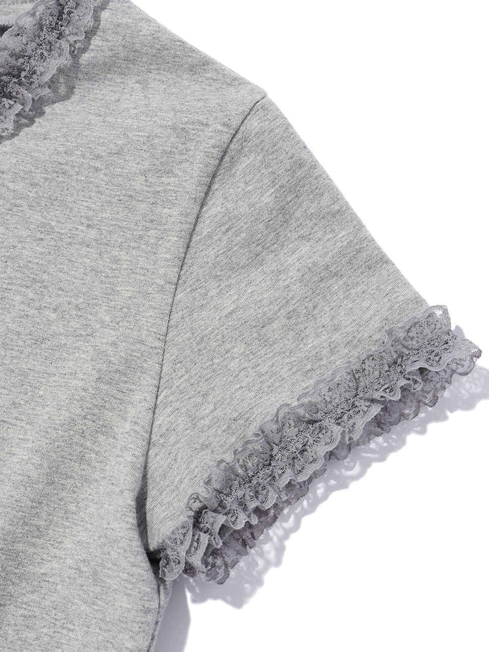 MUSINSA | YOUHEE LACE LETTERING BABY T-SHIRTS MELANGE GREY