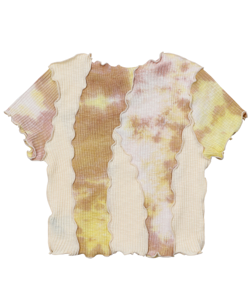 YELLOW TIE-DYE MULTI-CUT SHORT-SLEEVED T-SHIRT