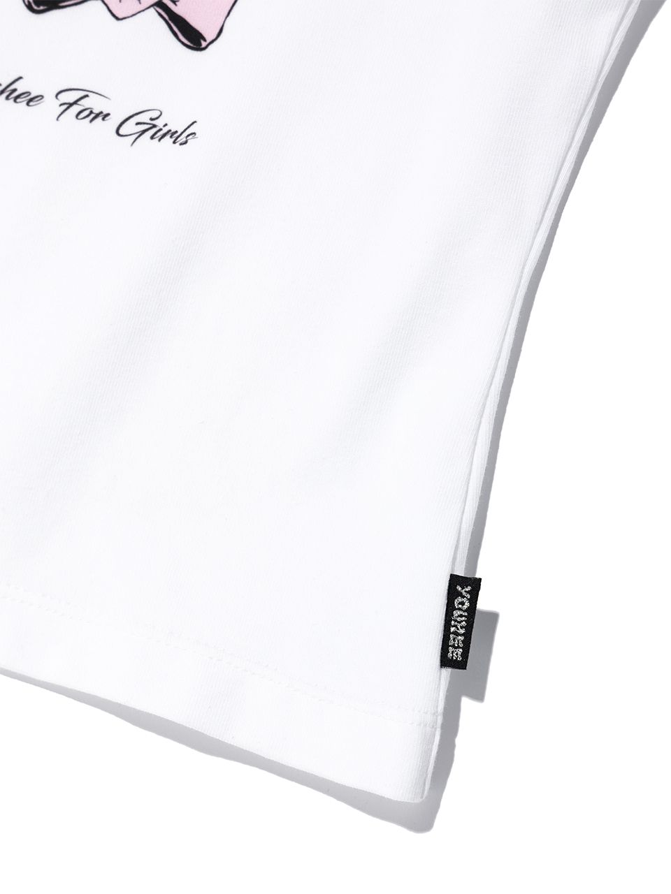 MUSINSA | YOUHEE RIBBON GRAPHIC CROP T-SHIRTS WHITE