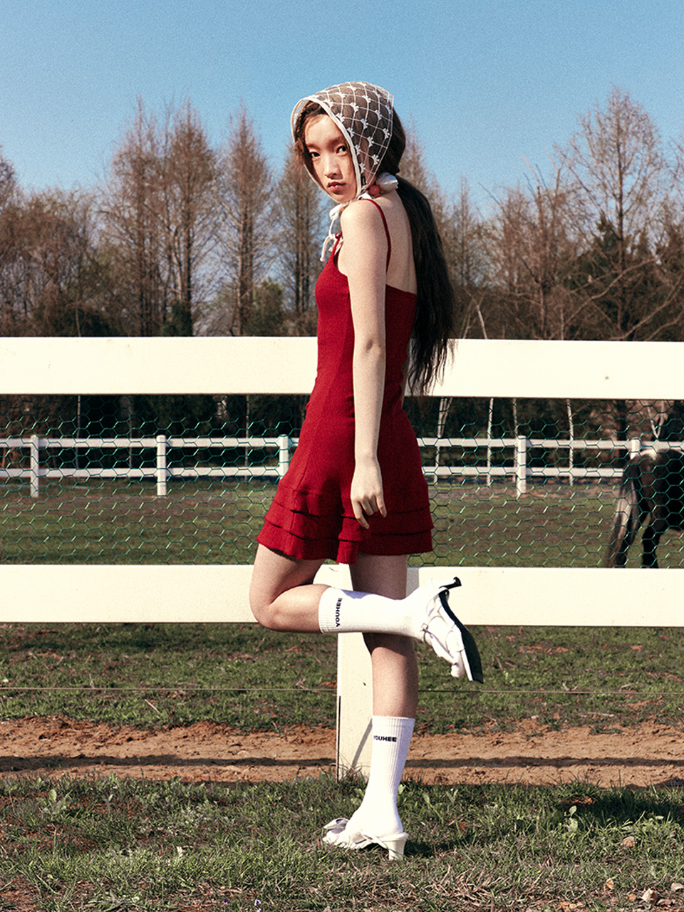 ★YOUHEE ★EYELET FRILL DRESS MUSINSA | YOUHEE EYELET FRILL DRESS RED