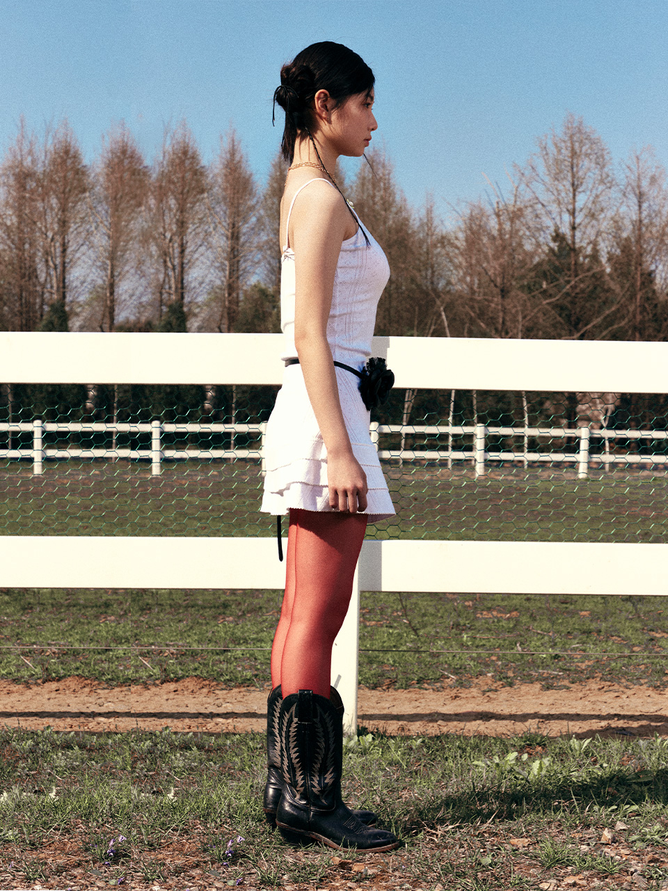 MUSINSA | YOUHEE EYELET FRILL DRESS WHITE