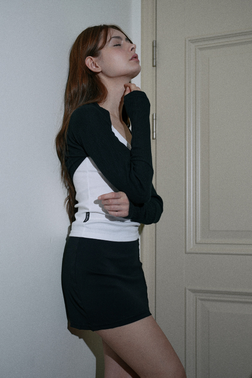 COTTON BASIC BOLERO-BLACK