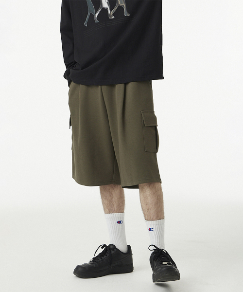[2PACK] Bermuda Wide Cargo Sweat Short Pants (3COLOR) thumbnail 13