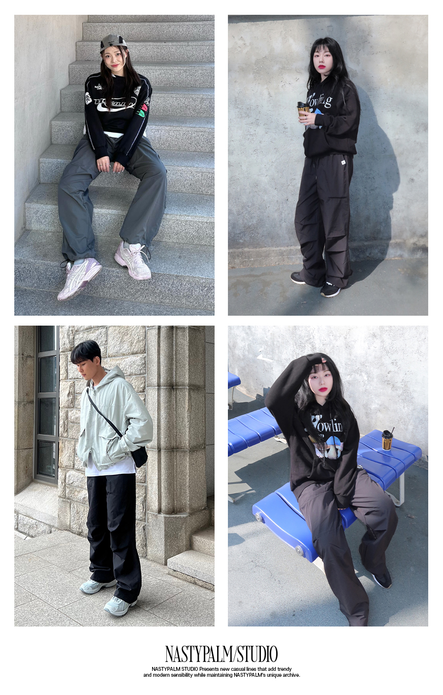 MUSINSA | NP STUDIO Parachute Over Wide String Pants Black