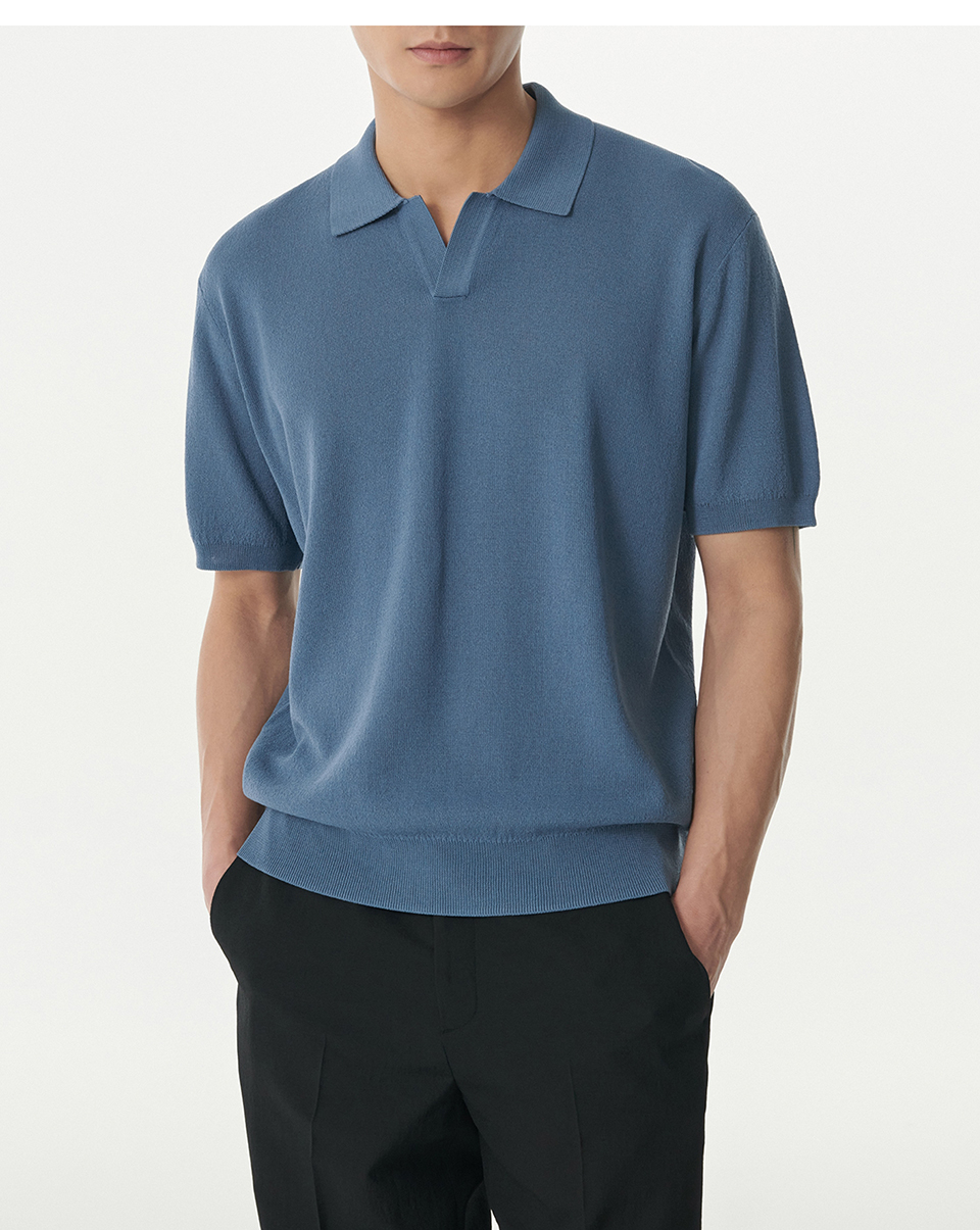 ずっと真夜中でいいのに。Knit Polo Shirts(Light Blue) Knit Polo Shirts (Light Blue) - ZUTOMAYO MART