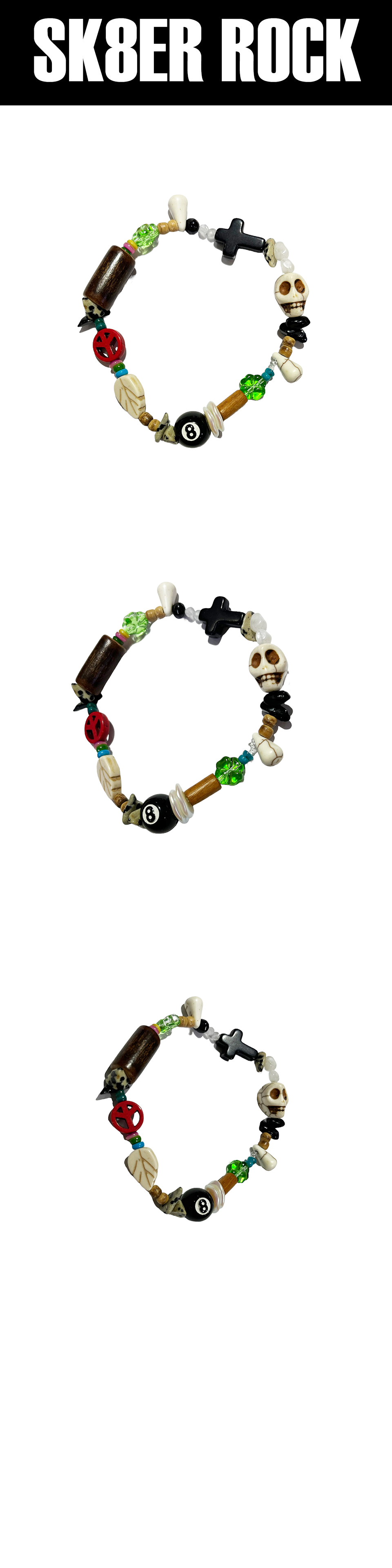 ブレスレット SK8ER ROCK Multi-beads gemstone bracelet 004 Item SK8ER ROCK Multi Bead Gemstone Bracelet 005 | GVG
