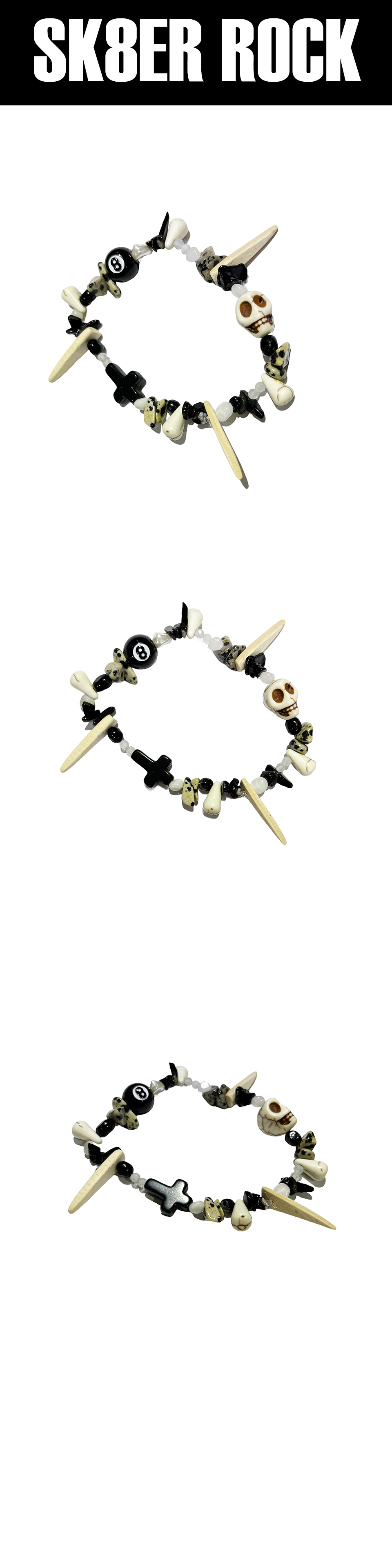 ブレスレット SK8ER ROCK Eight Ball Black Gemstone Bracelet 001 Artikel SK8ER ROCK Eight Ball Black Gemstone Bracelet 001 | GVG
