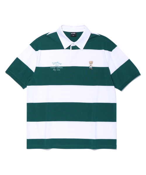 Поло в полоску Retro Bear GREEN (LO2TU342-045)