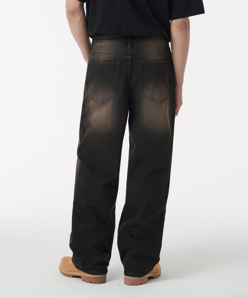 BIG BRUSH WIDE DENIM PANTS [YELLOW BLACK]