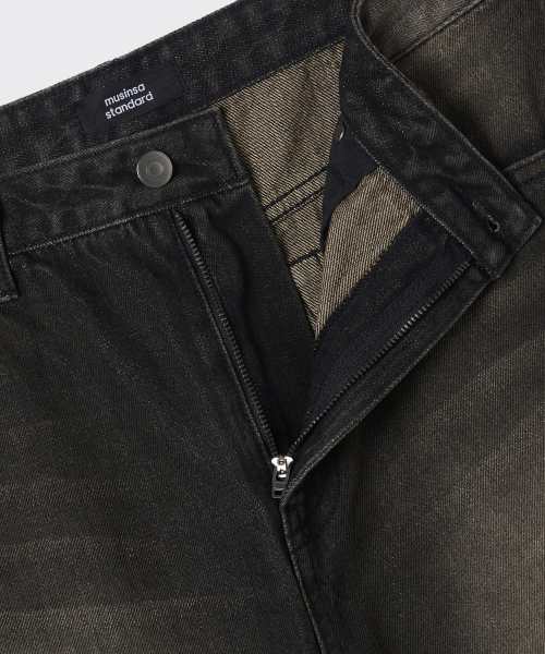 BIG BRUSH WIDE DENIM PANTS [YELLOW BLACK]